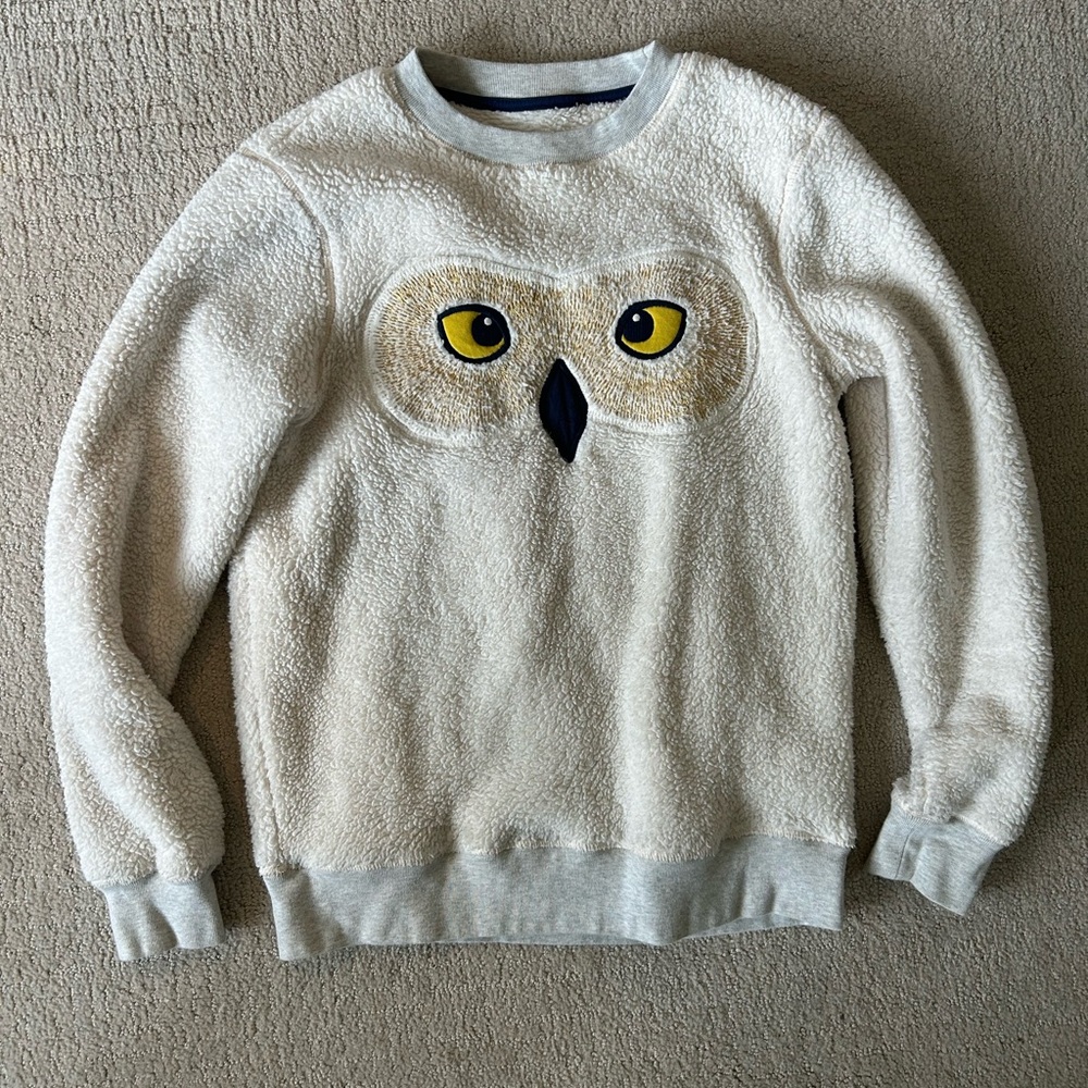 Mini Boden x Harry Potter hedwig Sherpa sweatshirt pullover size 11/12 large